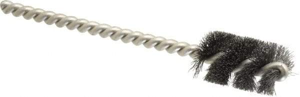 Weiler - 9/16" Diam Helical Steel Tube Brush - 0.005" Filament Diam, 1" Brush Length, 3-1/2" OAL, 3/16" Diam Stainless Steel Shank - A1 Tooling