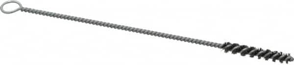 Weiler - 1-1/2" Long x 1/4" Diam Steel Hand Tube Brush - Single Spiral, 7" OAL, 0.006" Wire Diam, 3/32" Shank Diam - A1 Tooling