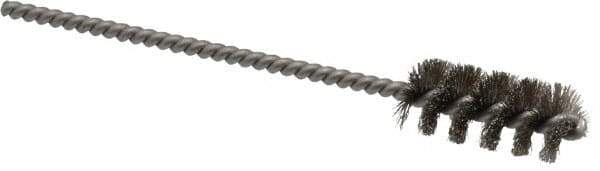 Weiler - 7/16" Diam Helical Stainless Steel Tube Brush - 0.005" Filament Diam, 1" Brush Length, 3-1/2" OAL, 1/8" Diam Stainless Steel Shank - A1 Tooling