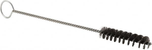 Weiler - 2-1/2" Long x 9/16" Diam Steel Hand Tube Brush - Single Spiral, 9" OAL, 0.005" Wire Diam, 5/32" Shank Diam - A1 Tooling