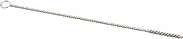 Weiler - 1" Long x 1/8" Diam Steel Hand Tube Brush - Single Spiral, 6" OAL, 0.003" Wire Diam, 3/32" Shank Diam - A1 Tooling