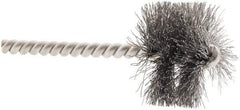 Weiler - 1-1/2" Diam Helical Steel Tube Brush - 0.0104" Filament Diam, 1" Brush Length, 3-1/2" OAL, 1/4" Diam Stainless Steel Shank - A1 Tooling