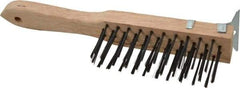 Weiler - 4 Rows x 11 Columns Steel Scratch Brush - 5" Brush Length, 11-1/2" OAL, 1-5/8" Trim Length, Wood Straight Handle - A1 Tooling