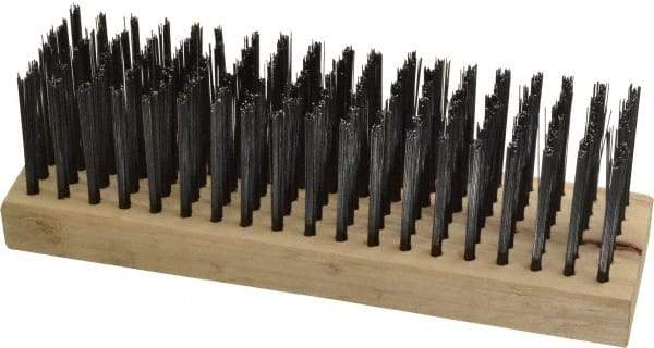 Weiler - 6 Rows x 19 Columns Steel Scratch Brush - 7" Brush Length, 7-1/4" OAL, 1-5/8" Trim Length, Wood Straight Handle - A1 Tooling
