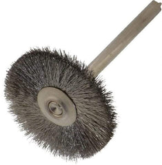 Weiler - 1" OD, 1/8" Shank Diam, Crimped Stainless Steel Wheel Brush - 5/16" Trim Length, 0.003" Filament Diam, 37,000 RPM - A1 Tooling