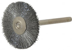 Weiler - 1" OD, 1/8" Shank Diam, Crimped Steel Wheel Brush - 5/16" Trim Length, 0.005" Filament Diam, 37,000 RPM - A1 Tooling