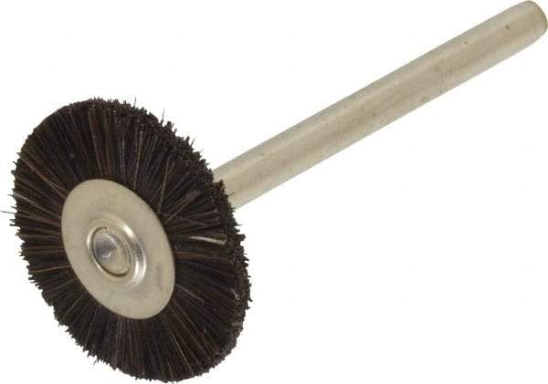 Weiler - 3/4" OD, 1/8" Shank Diam, Hair Wheel Brush - 3/16" Trim Length, 0.003" Filament Diam, 37,000 RPM - A1 Tooling