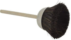 Weiler - 1" Diam, 1/8" Shank Straight Wire Hair Cup Brush - 0.003" Filament Diam, 7/16" Trim Length, 25,000 Max RPM - A1 Tooling