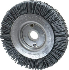 Weiler - 3" OD, 1/2" Arbor Hole, Crimped Nylon Wheel Brush - 3/8" Face Width, 1/2" Trim Length, 0.04" Filament Diam, 6,000 RPM - A1 Tooling