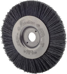 Weiler - 4" OD, 1/2" Arbor Hole, Nylon Wheel Brush - 1/2" Face Width, 7/8" Trim Length, 0.022" Filament Diam, 6,000 RPM - A1 Tooling