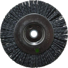 Weiler - 4" OD, 1/2" Arbor Hole, Crimped Nylon Wheel Brush - 1/2" Face Width, 7/8" Trim Length, 0.04" Filament Diam, 6,000 RPM - A1 Tooling