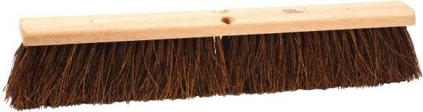 Weiler - 18" Rough Surface Palmyra Push Broom - 4" Bristle Length, Wood Block, Threaded Handle Connection, Handle Sold Separately - A1 Tooling