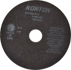 Norton - 7" 60 Grit Aluminum Oxide Cutoff Wheel - 1/16" Thick, 1-1/4" Arbor, 6,550 Max RPM, Use with Stationary Grinders - A1 Tooling