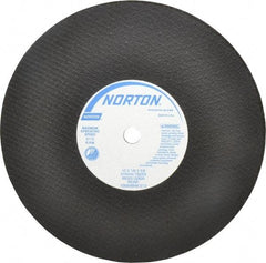 Norton - 10" 24 Grit Aluminum Oxide Cutoff Wheel - 1/8" Thick, 5/8" Arbor, 6,110 Max RPM, Use with Stationary Tools - A1 Tooling