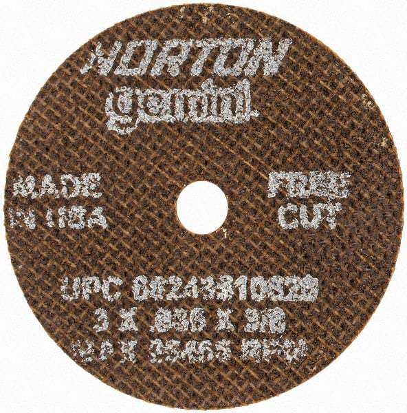 Norton - 3" 60 Grit Aluminum Oxide Cutoff Wheel - 0.035" Thick, 3/8" Arbor, 25,465 Max RPM, Use with Die Grinders - A1 Tooling