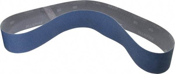 Norton - 2-1/2" Wide x 48" OAL, 80 Grit, Zirconia Alumina Abrasive Belt - Zirconia Alumina, Medium, Coated, Y Weighted Cloth Backing, Series R821 - A1 Tooling