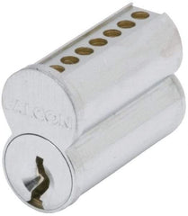 Falcon - 7 Pins, Falcon A Keyway Keying, Small Format IC Cylinder - Satin Chrome Coated, Brass - A1 Tooling