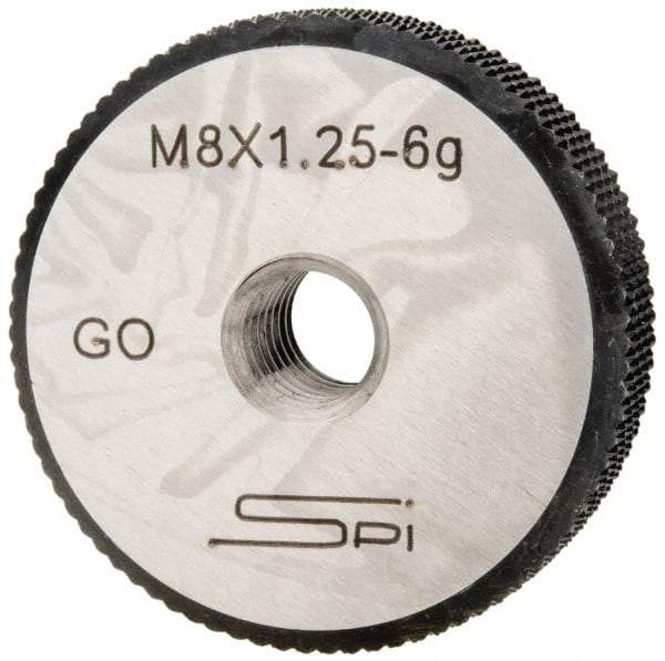 SPI - M8x1.25 Go Single Ring Thread Gage - Class 6G, Oil Hardened Nonshrinking Steel (OHNS), NPL Traceability Certification Included - A1 Tooling