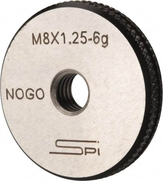 SPI - M8x1.25 No Go Single Ring Thread Gage - Class 6G, Oil Hardened Nonshrinking Steel (OHNS), NPL Traceability Certification Included - A1 Tooling