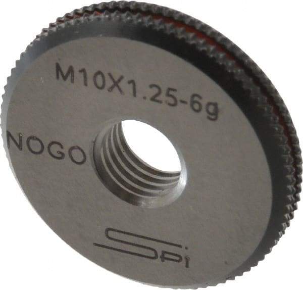 SPI - M10x1.25 No Go Single Ring Thread Gage - Class 6G, Oil Hardened Nonshrinking Steel (OHNS), NPL Traceability Certification Included - A1 Tooling