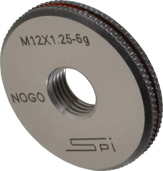 SPI - M12x1.25 No Go Single Ring Thread Gage - Class 6G, Oil Hardened Nonshrinking Steel (OHNS), NPL Traceability Certification Included - A1 Tooling