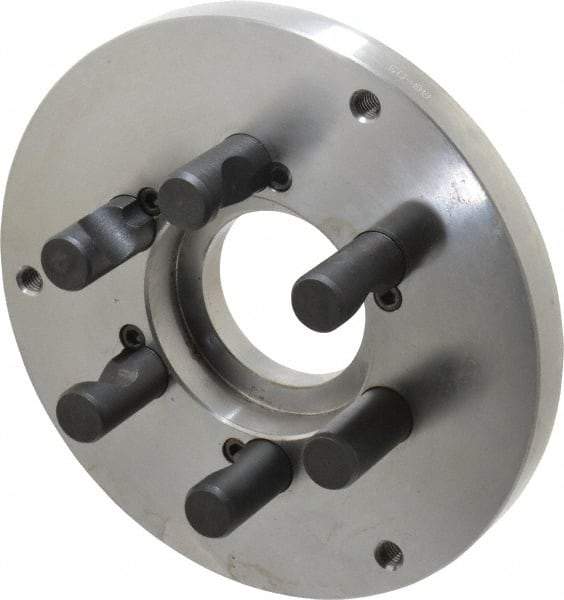 Buck Chuck Company - Adapter Back Plate for 8" Diam Self Centering Lathe Chucks - D1-5 Mount, 2.39" Through Hole Diam, 6.283mm ID, 7.87" OD, 0.794" Flange Height, Steel - A1 Tooling