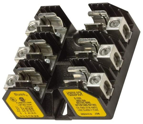 Cooper Bussmann - 3 Pole, 8 to 1/0 AWG, 250 VAC/VDC, 100 Amp, Screw Mount Fuse Block - 7.36 Inch Long x 4.94 Inch Wide x 2.06 Inch High Block - A1 Tooling