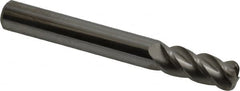 Corner Radius End Mill: 5/16″ Dia, 3/4″ LOC, 0.09″ Radius, 4 Flutes, Solid Carbide 2-1/2″ OAL, 5/16″ Shank Dia, 40 ° Helix, Bright/Uncoated, Corner Radius End, Centercutting