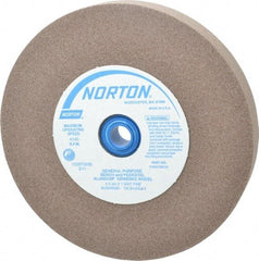 Norton - 100 Grit Aluminum Oxide Bench & Pedestal Grinding Wheel - 6" Diam x 1" Hole x 3/4" Thick, 4140 Max RPM, Fine Grade - A1 Tooling