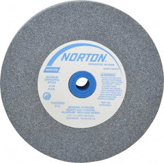 Norton - 60 Grit Aluminum Oxide Bench & Pedestal Grinding Wheel - 6" Diam x 1" Hole x 1" Thick, 4140 Max RPM, Medium Grade - A1 Tooling