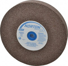 Norton - 60/80 Grit Aluminum Oxide Bench & Pedestal Grinding Wheel - 7" Diam x 1" Hole x 1" Thick, 3600 Max RPM, Medium Grade - A1 Tooling