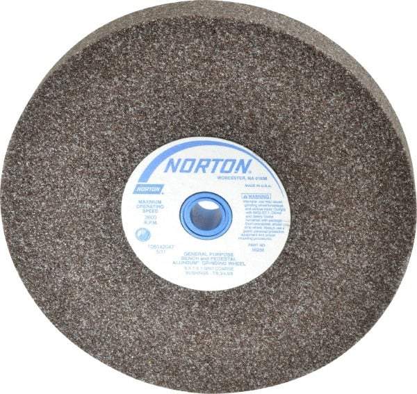 Norton - 36 Grit Aluminum Oxide Bench & Pedestal Grinding Wheel - 8" Diam x 1" Hole x 1" Thick, 3600 Max RPM, Very Coarse/Coarse Grade - A1 Tooling