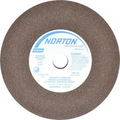 Norton - 60/80 Grit Aluminum Oxide Bench & Pedestal Grinding Wheel - 10" Diam x 1-1/4" Hole x 1" Thick, 2485 Max RPM, Medium Grade - A1 Tooling