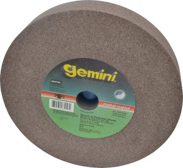 Norton - 60/80 Grit Aluminum Oxide Bench & Pedestal Grinding Wheel - 12" Diam x 1-1/2" Hole x 2" Thick, 2070 Max RPM, Medium Grade - A1 Tooling