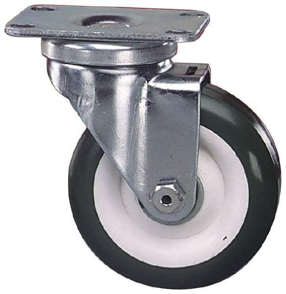 Albion - 4" Diam x 1-1/4" Wide x 5-1/8" OAH Top Plate Mount Swivel Caster - Hard Rubber, 350 Lb Capacity, Plain Bearing, 2-1/2 x 3-5/8" Plate - A1 Tooling