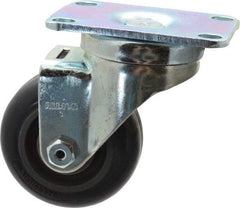 Albion - 3" Diam x 1-1/4" Wide x 4-1/4" OAH Top Plate Mount Swivel Caster - Polyurethane, 300 Lb Capacity, Delrin Bearing, 2-1/2 x 3-5/8" Plate - A1 Tooling