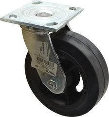 Albion - 6" Diam x 2" Wide x 7-1/4" OAH Top Plate Mount Swivel Caster - Rubber, 410 Lb Capacity, Roller Bearing, 4 x 4-1/2" Plate - A1 Tooling