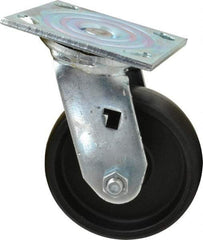 Albion - 5" Diam x 1-1/2" Wide x 6-1/2" OAH Top Plate Mount Swivel Caster - Polypropylene, 450 Lb Capacity, Roller Bearing, 4 x 4-1/2" Plate - A1 Tooling