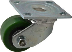 Albion - 3-1/4" Diam x 1-5/8" Wide x 4-1/4" OAH Top Plate Mount Swivel Caster - Polyurethane, 420 Lb Capacity, Roller Bearing, 4 x 4-1/2" Plate - A1 Tooling