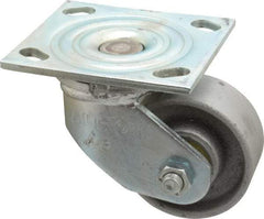 Albion - 3-1/4" Diam x 1-1/2" Wide x 4-1/4" OAH Top Plate Mount Swivel Caster - Cast Iron, 400 Lb Capacity, Roller Bearing, 4 x 4-1/2" Plate - A1 Tooling