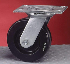 Albion - 8" Diam x 2" Wide x 10-1/8" OAH Top Plate Mount Swivel Caster - Cast Iron, 1,400 Lb Capacity, Roller Bearing, 4-1/2 x 6-1/4" Plate - A1 Tooling