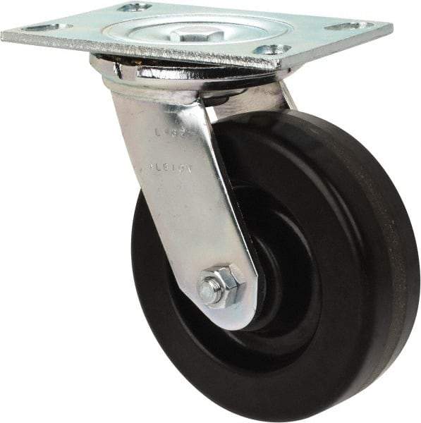 Albion - 6" Diam x 2" Wide x 7-1/2" OAH Top Plate Mount Swivel Caster - Phenolic, 1,200 Lb Capacity, Roller Bearing, 4-1/2 x 6-1/4" Plate - A1 Tooling