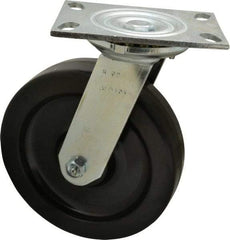 Albion - 8" Diam x 2" Wide x 10-1/8" OAH Top Plate Mount Swivel Caster - Phenolic, 1,400 Lb Capacity, Roller Bearing, 4-1/2 x 6-1/4" Plate - A1 Tooling