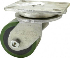 Albion - 5" Diam x 3" Wide x 7" OAH Top Plate Mount Swivel Caster - Polyurethane, 1,530 Lb Capacity, Roller Bearing, 5-1/4 x 7-1/4" Plate - A1 Tooling