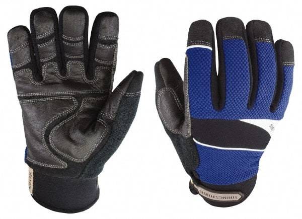 Youngstown - Size M (8), ANSI Cut Lvl 4, Puncture Lvl 3, Abrasion Lvl 4, Kevlar Cut & Puncture Resistant Gloves - Kevlar/Micro Fleece Lining, Hook & Loop Cuff, Blue/Black, Paired - A1 Tooling