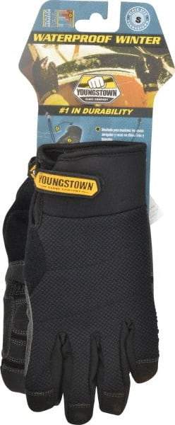 Youngstown - Size S (7) Synthetic Suede Cold Protection & Waterproof Work Gloves - For Mechanic's & Lifting, Uncoated, Hook & Loop Cuff, Full Fingered, Black, Paired - A1 Tooling