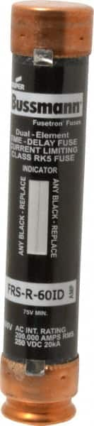 Cooper Bussmann - 250 VDC, 600 VAC, 60 Amp, Time Delay General Purpose Fuse - Fuse Holder Mount, 5-1/2" OAL, 20 at DC, 200 (RMS) kA Rating, 27mm Diam - A1 Tooling