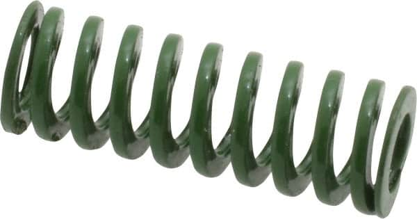 Dayton Lamina - 3/8" Hole Diam, 3/16" Rod Diam, 1" Free Length, Green Die Spring - 6.3 Lb Max Deflection, 0.39" Max Deflection, Light Duty, Chromium Vanadium Steel - A1 Tooling