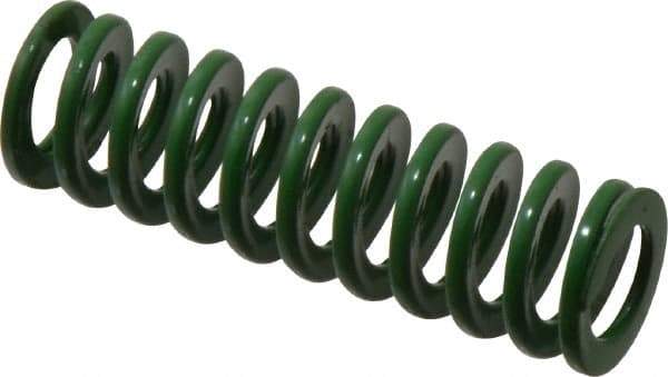 Dayton Lamina - 5/8" Hole Diam, 11/32" Rod Diam, 2" Free Length, Green Die Spring - 9.3 Lb Max Deflection, 0.8" Max Deflection, Light Duty, Chromium Vanadium Steel - A1 Tooling