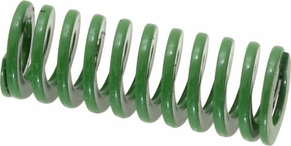 Dayton Lamina - 3/4" Hole Diam, 3/8" Rod Diam, 2" Free Length, Green Die Spring - 14.2 Lb Max Deflection, 0.8" Max Deflection, Light Duty, Chromium Vanadium Steel - A1 Tooling